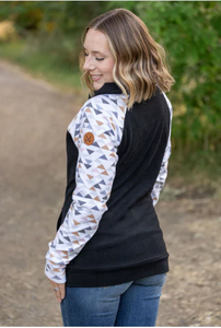 Zoey Zip Cowl- Black & Geometric