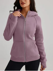 Full Zipper Hoodie Jacket Sportswear- Lavender