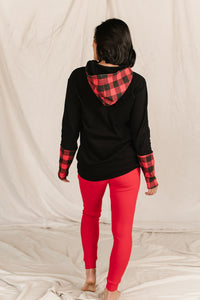 HalfZip Sweatshirt- Checks out Red