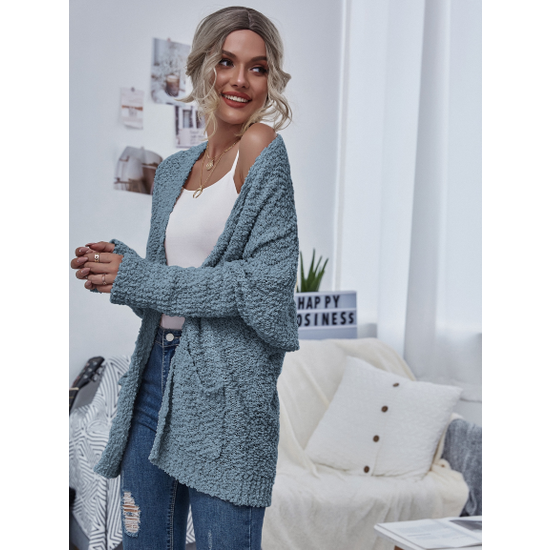 Chunky Knit Open Cardigan with Pockets
