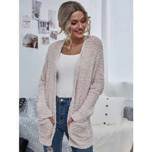 Chunky Knit Open Cardigan with Pockets