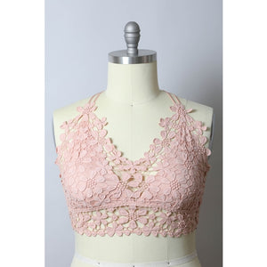 Crochet Daisy Longline Bralette- Rose XL
