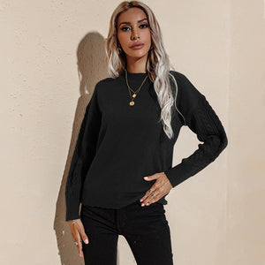 Solid Lux Long Sleeve Sweater- Black