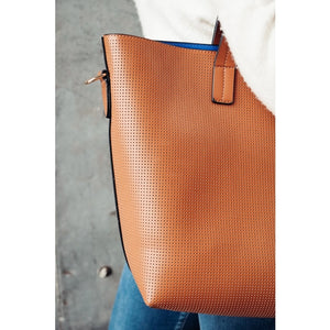 Tan Perforated Leather Handbag