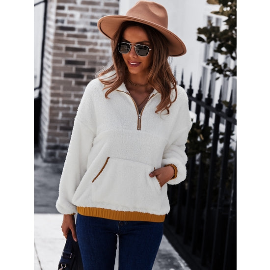 Ivory Sherpa Pullover Sweater