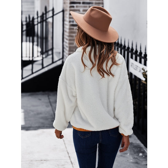 Ivory Sherpa Pullover Sweater