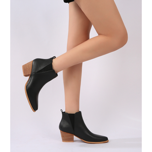Black Chelsea Boots with Wooden Heel